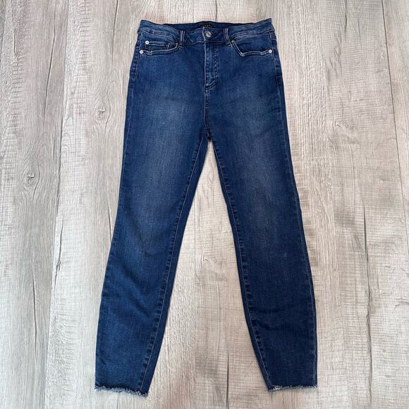1.State Med Wash Blue Jean Denim Pants Women's 28 High Rise Skinny Raw Hem Work - Picture 3 of 7